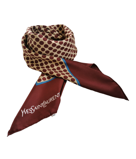 Vintage YSL large polka dot square  silk scarf
