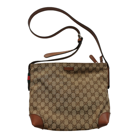 Gucci GG monogram canvas and leather crossbody messenger bag