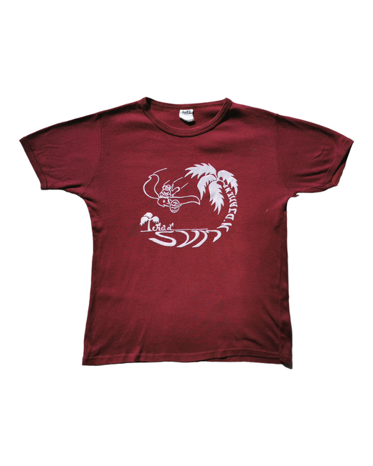 1980s French vintage soft flock burgundy t-shirt