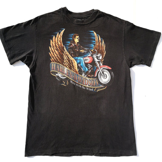 90s HARLEY DAVIDSON 3D EMBLEM Ride with the wind Orlando shop T-shirt