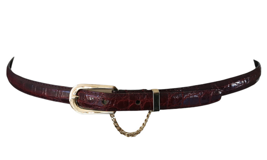 LE TANNEUR vintage burgundy leather croco belt